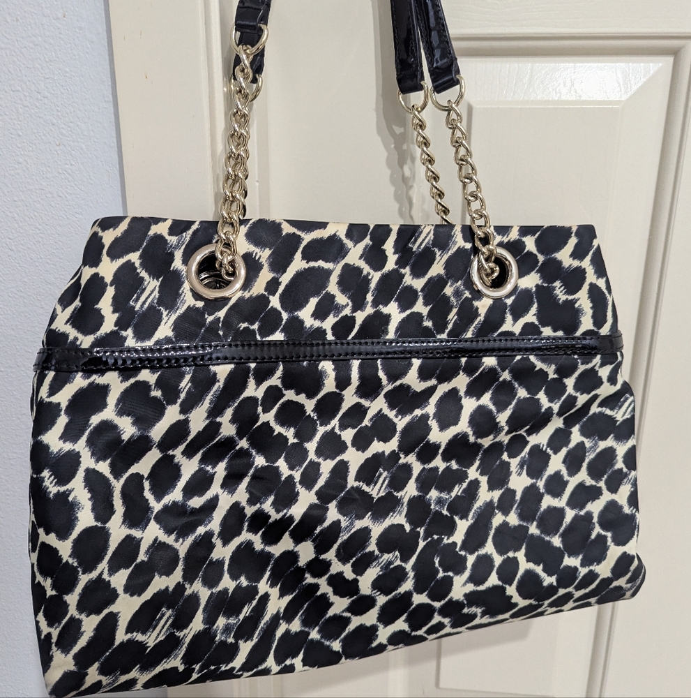 Kate Spade Black and White Shoulder Bag with Animal Print